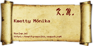 Kmetty Mónika névjegykártya